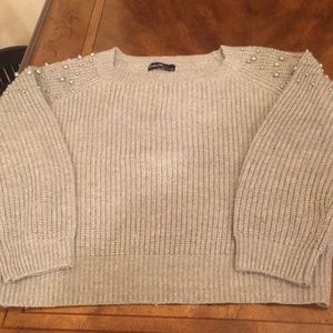 Jeweled shoulder sweater